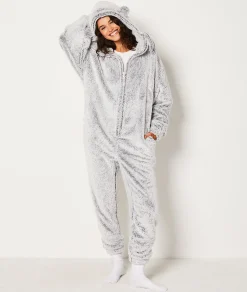 Etam Combinaison polaire à capuche GRIS Clearance