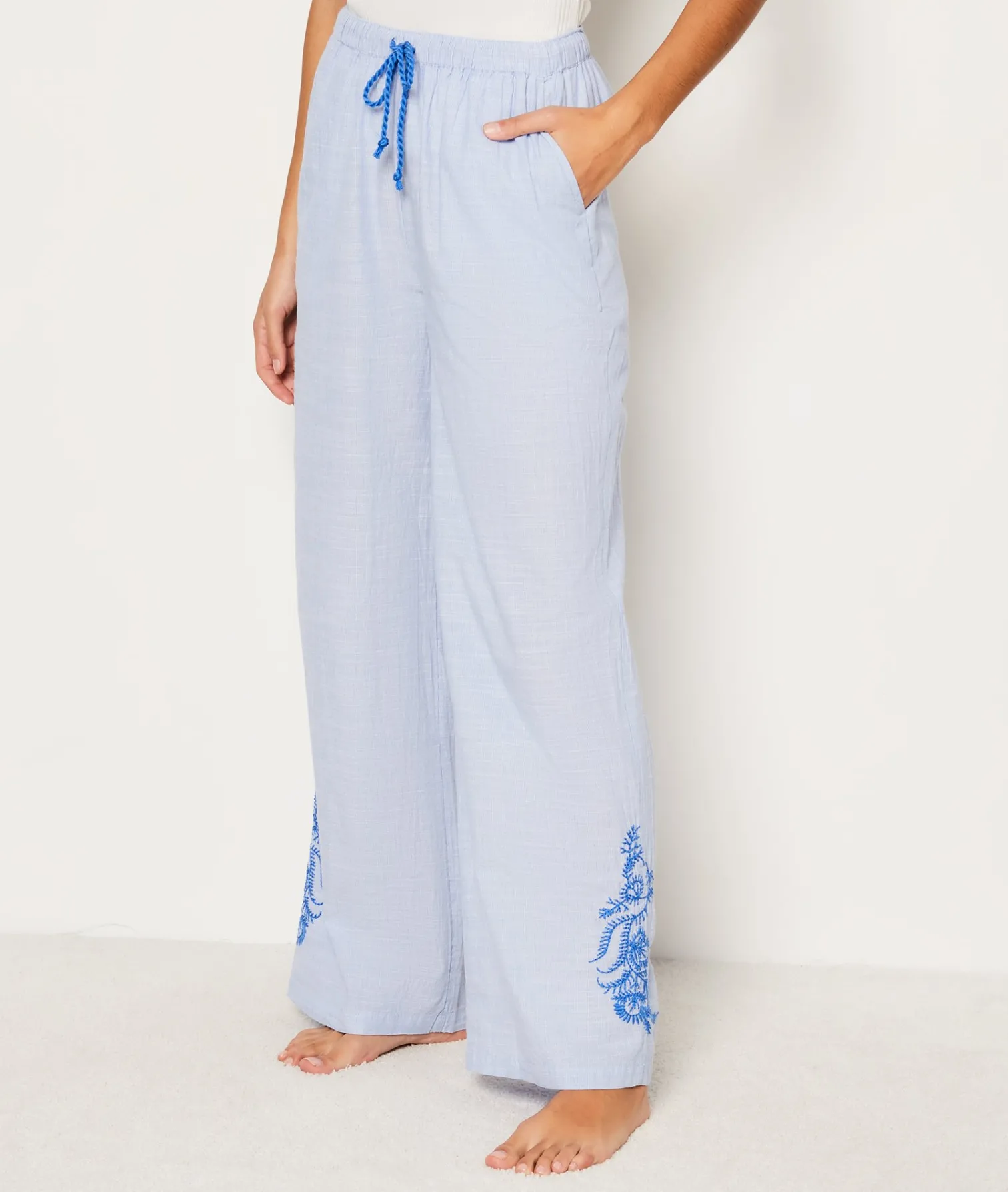Etam Cotton Pyjama Bottoms BLEUCIEL Best