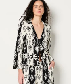Etam Déshabillé à nouer avec motifs IMPFDECRU Discount