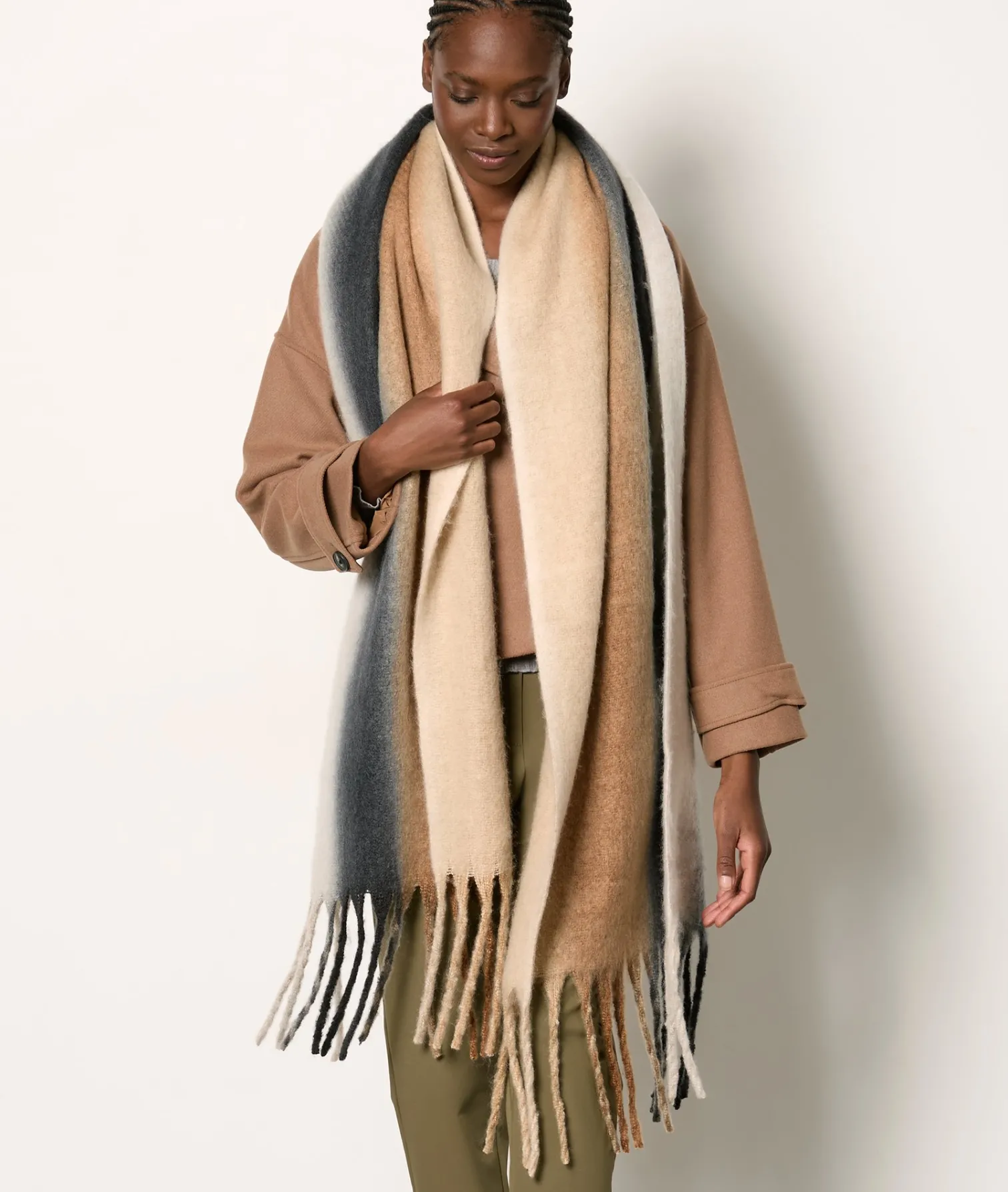 Etam Echarpe à franges BEIGE Discount