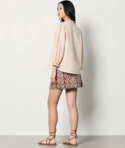Etam Embroidered 3/4 Sleeve Blouse BLUSH Shop