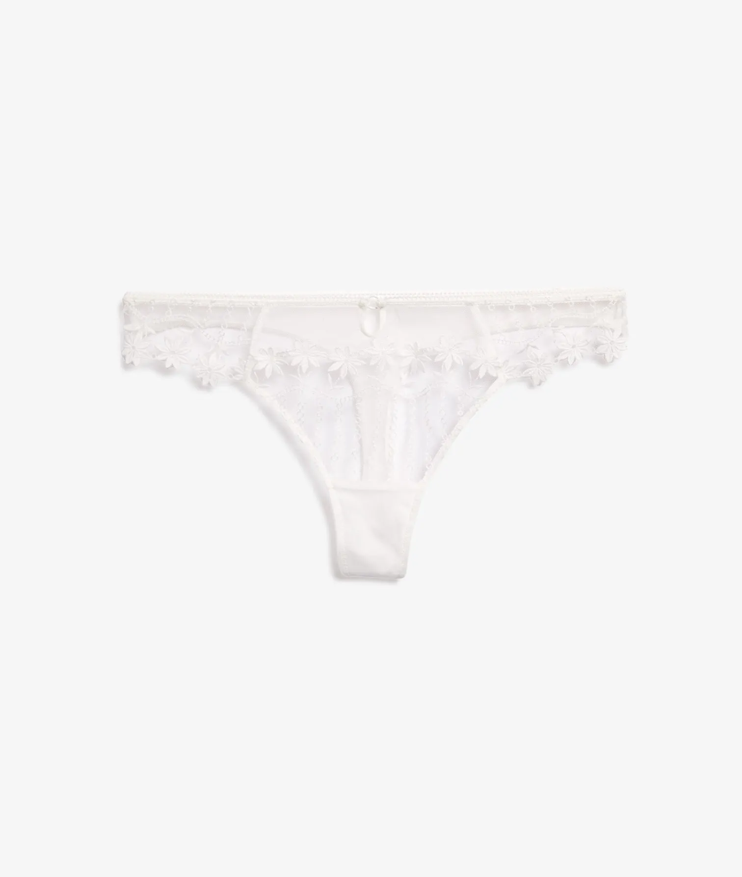 Etam Embroidered Tulle Thong WHITE Best Sale