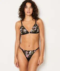 Etam Embroidered Wireless Triangle Bra BLACK Flash Sale
