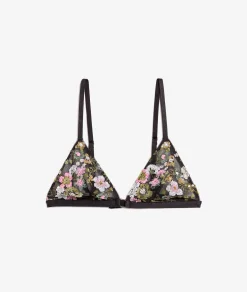 Etam Embroidered Wireless Triangle Bra BLACK Flash Sale