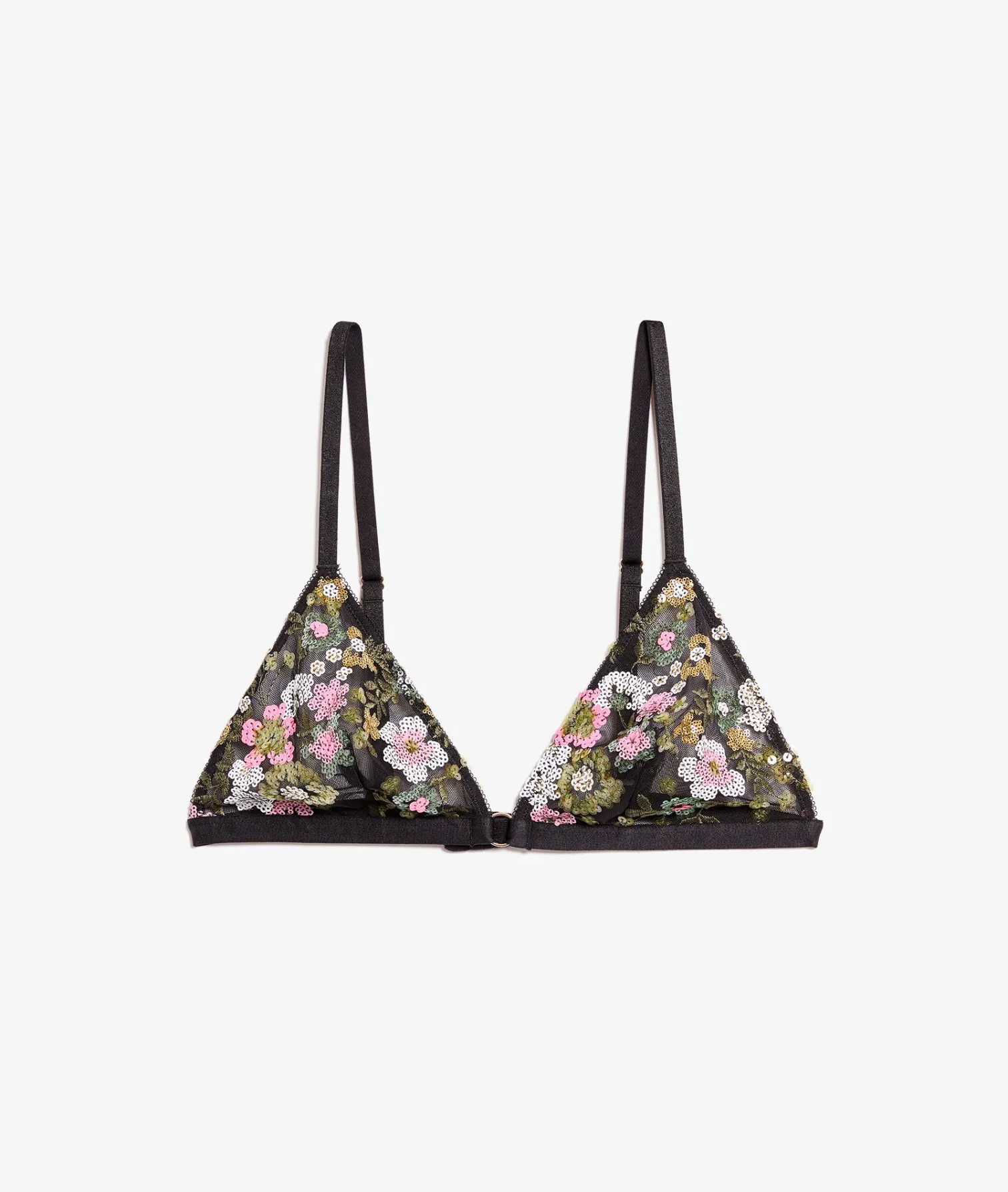 Etam Embroidered Wireless Triangle Bra BLACK Flash Sale
