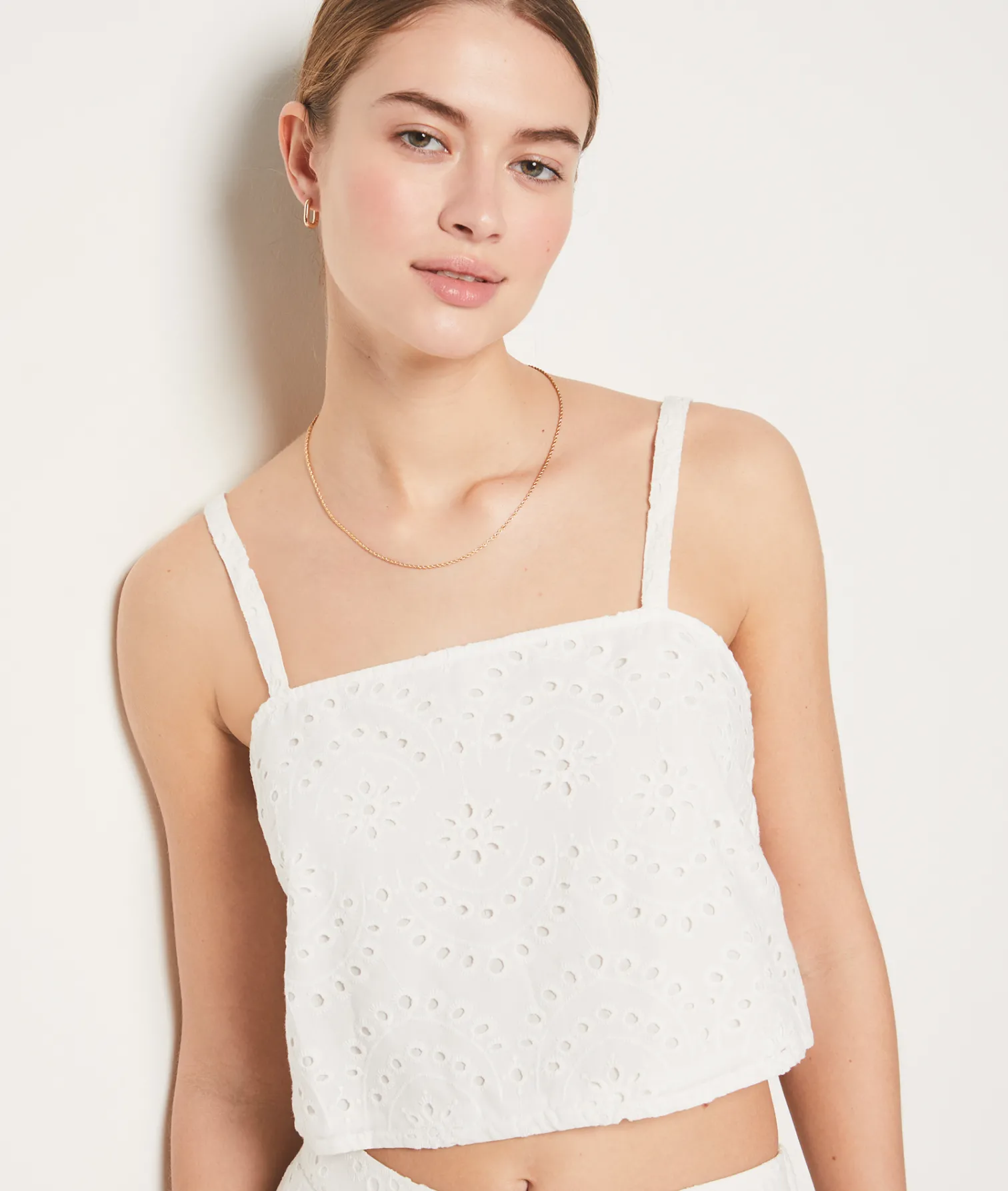 Etam English Broderie Anglaise Strap Top WHITE Outlet