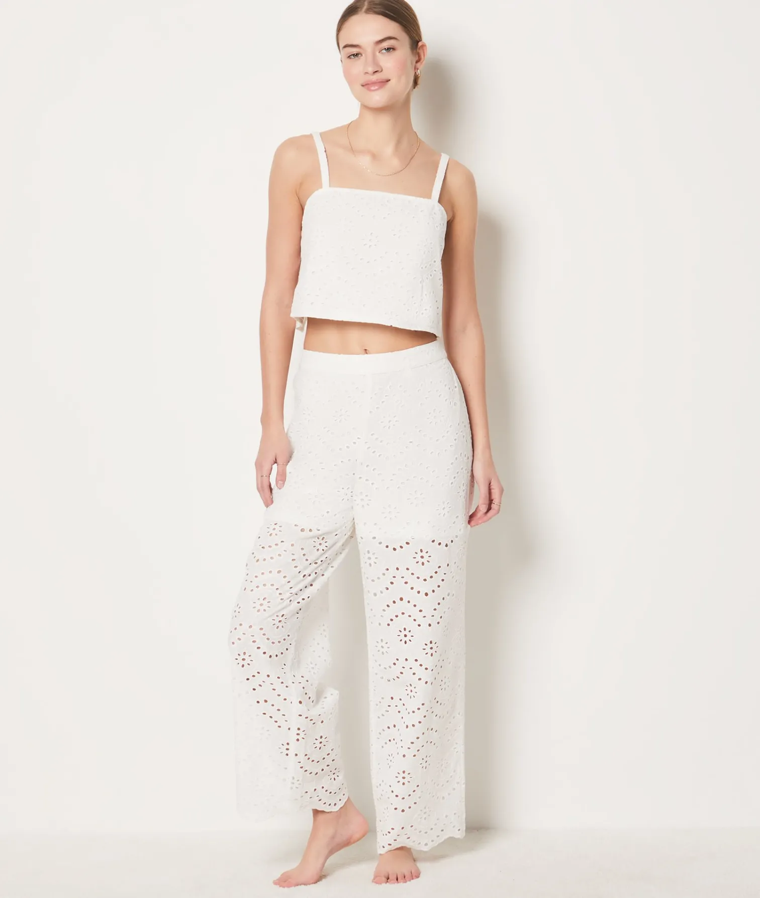Etam English Broderie Anglaise Strap Top WHITE Outlet