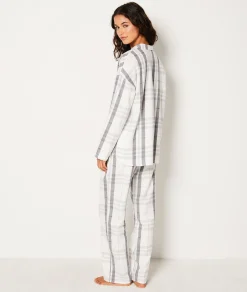 Etam Ensemble 2 pièces de pyjamas en coton à carreaux GRIS Clearance