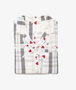 Etam Ensemble 2 pièces de pyjamas en coton à carreaux GRIS Clearance