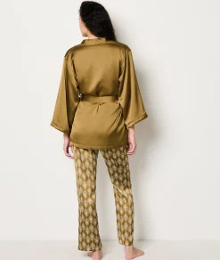Etam Ensemble 3 pièces de pyjamas satiné KAKI Best