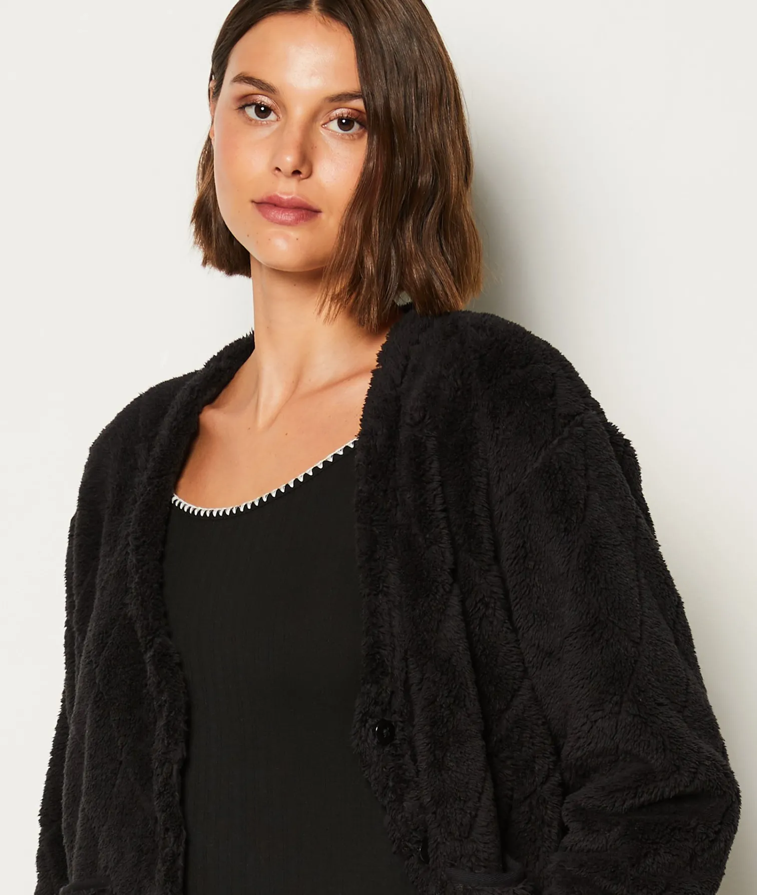 Etam Ensemble 3 pièces de pyjamas veste polaire NOIR Discount