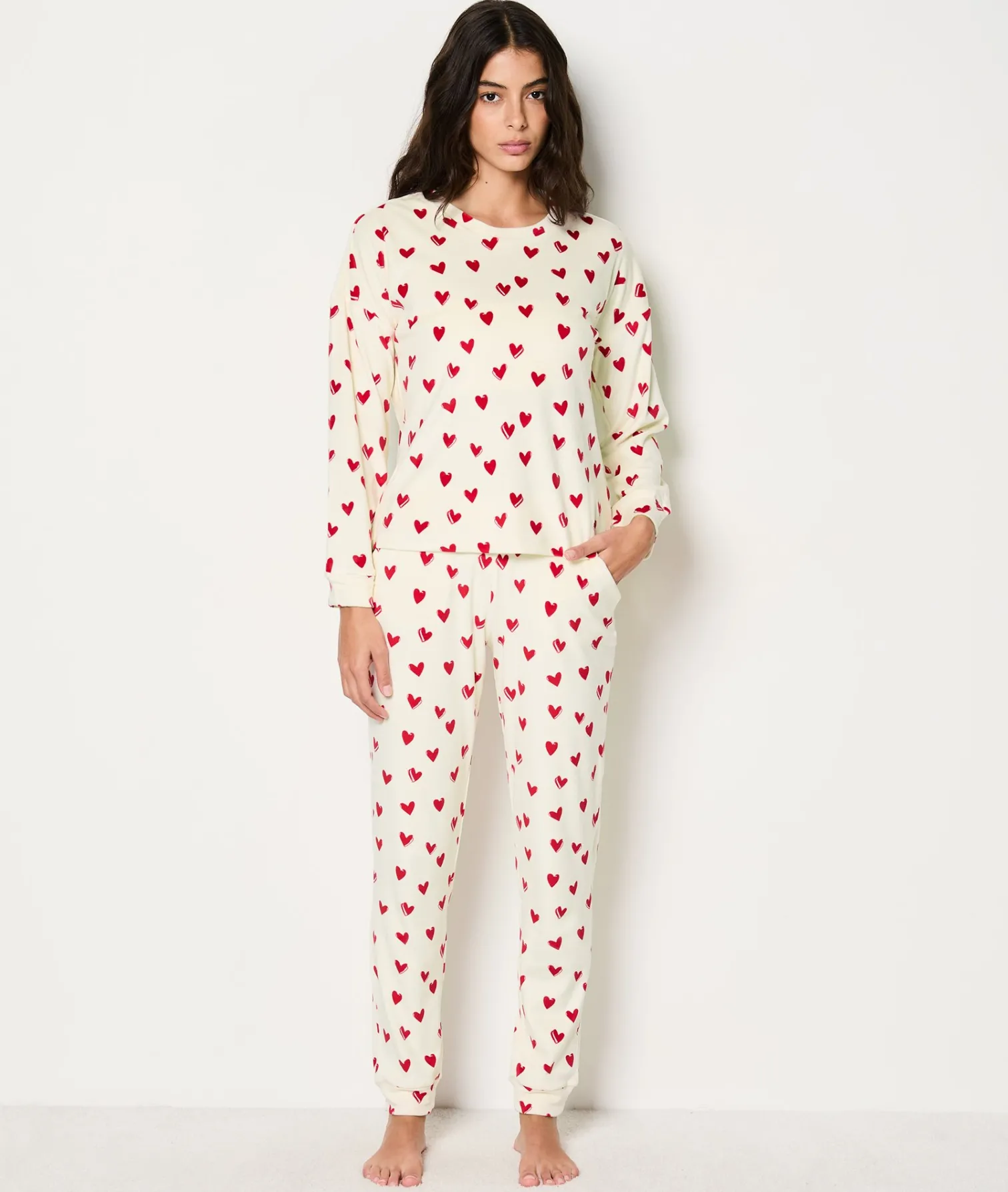 Etam Ensemble 2 pièces de pyjamas à motifs cœur ROUGE Sale