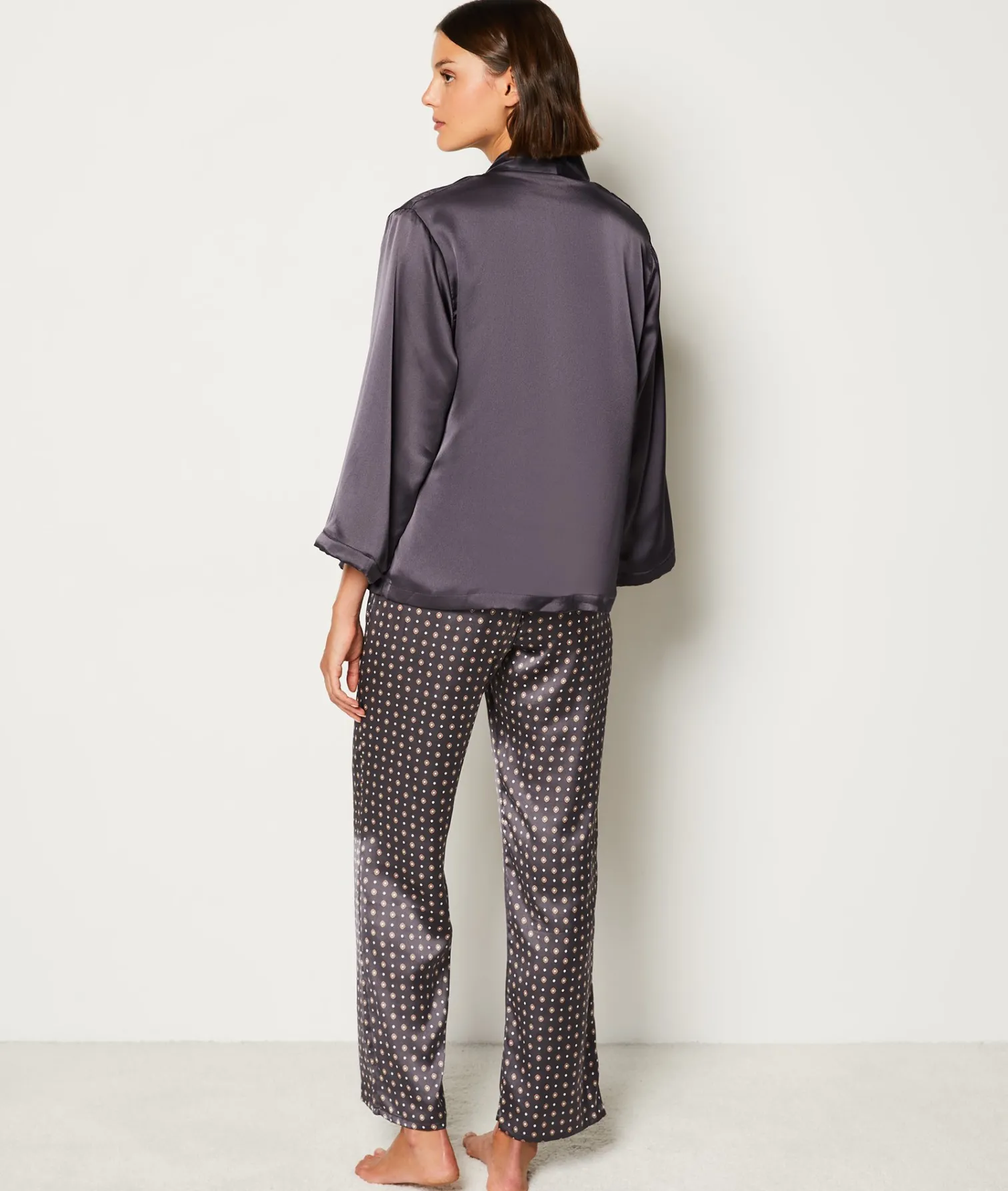 Etam Ensemble 3 pièces de pyjamas satiné ANTHRACITE Shop