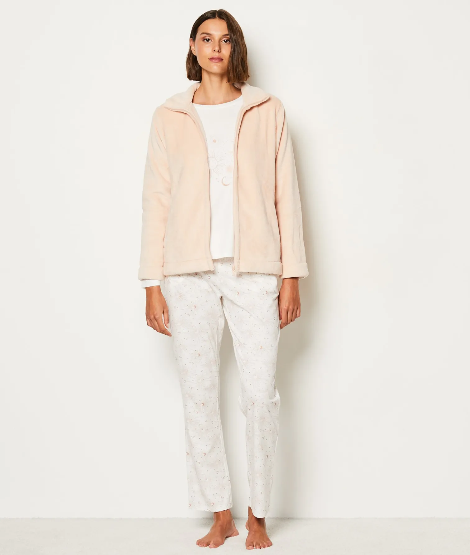 Etam Ensemble 3 pièces de pyjamas veste polaire ROSEPOUDRE Hot