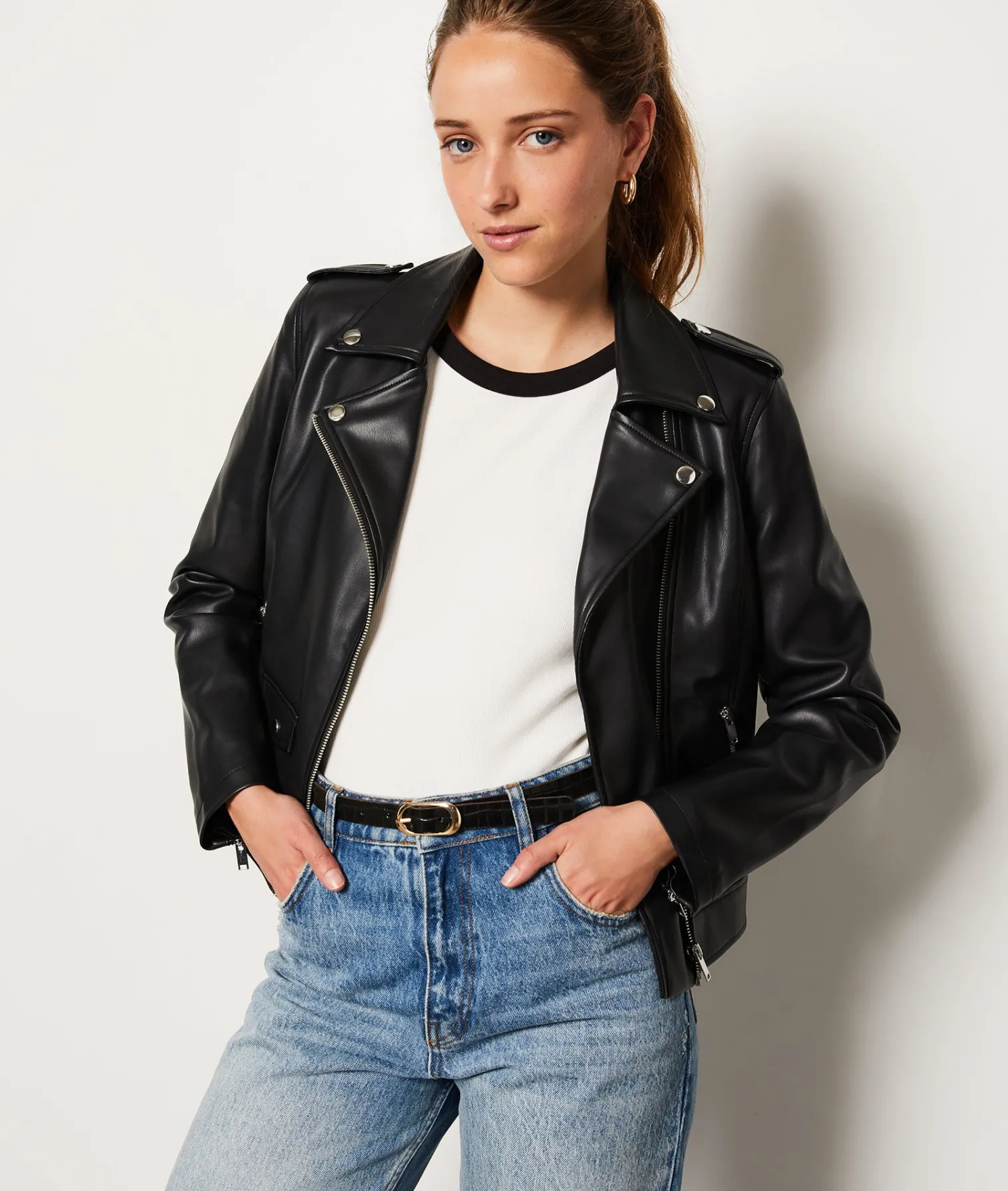 Etam Faux Leather Jacket NOIR Outlet