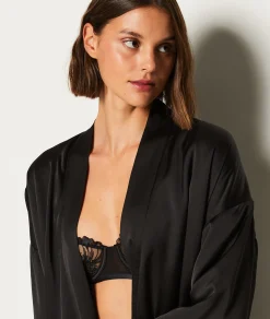 Etam Flece-Lined Robe NOIR New