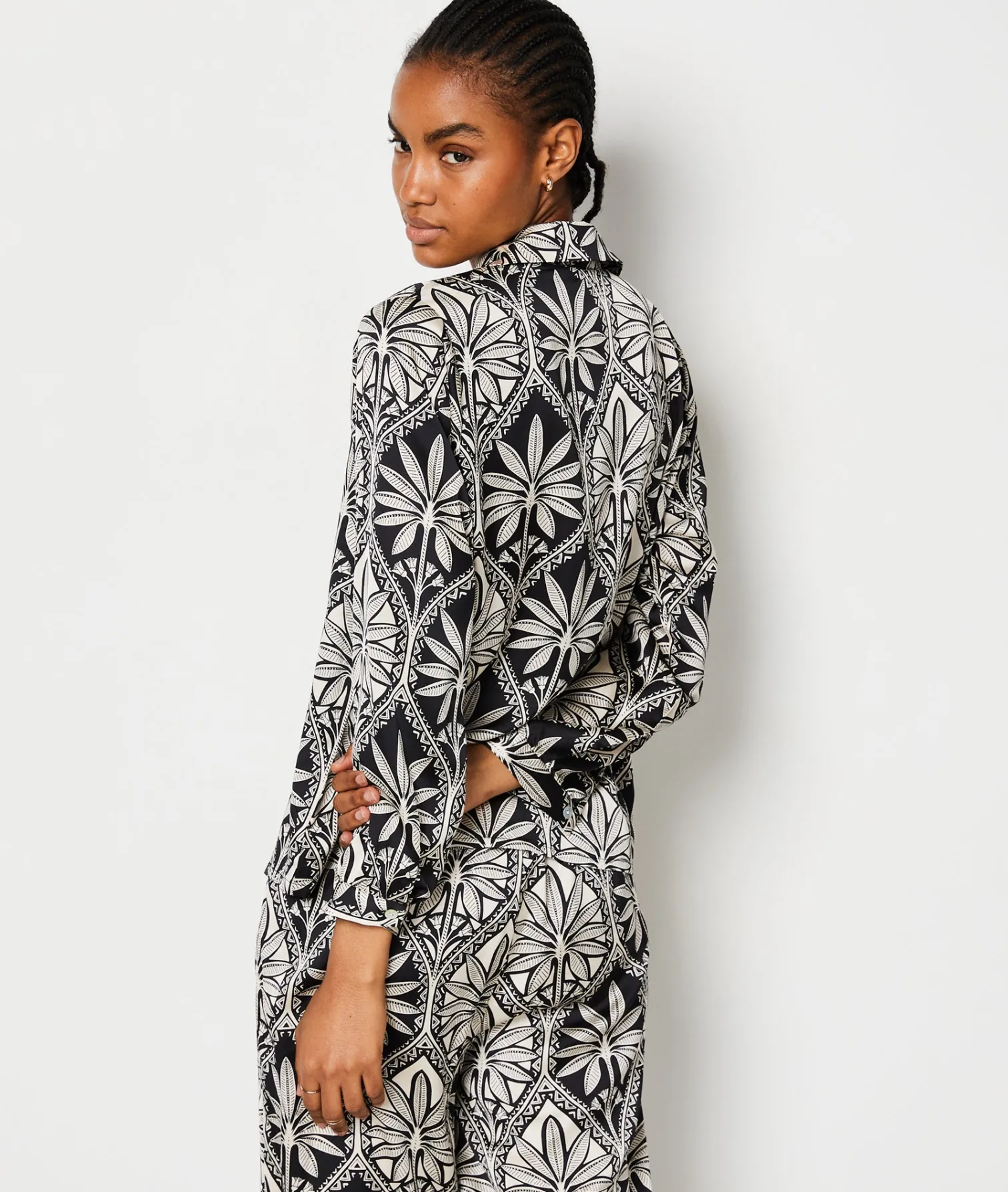 Etam Floral Print Pyjama Shirt IMPFDBLACK Sale