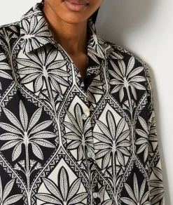 Etam Floral Print Pyjama Shirt IMPFDBLACK Sale