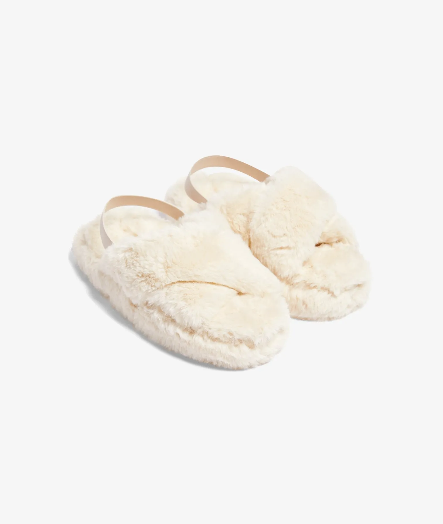 Etam Fur Mules Slippers ECRU Online