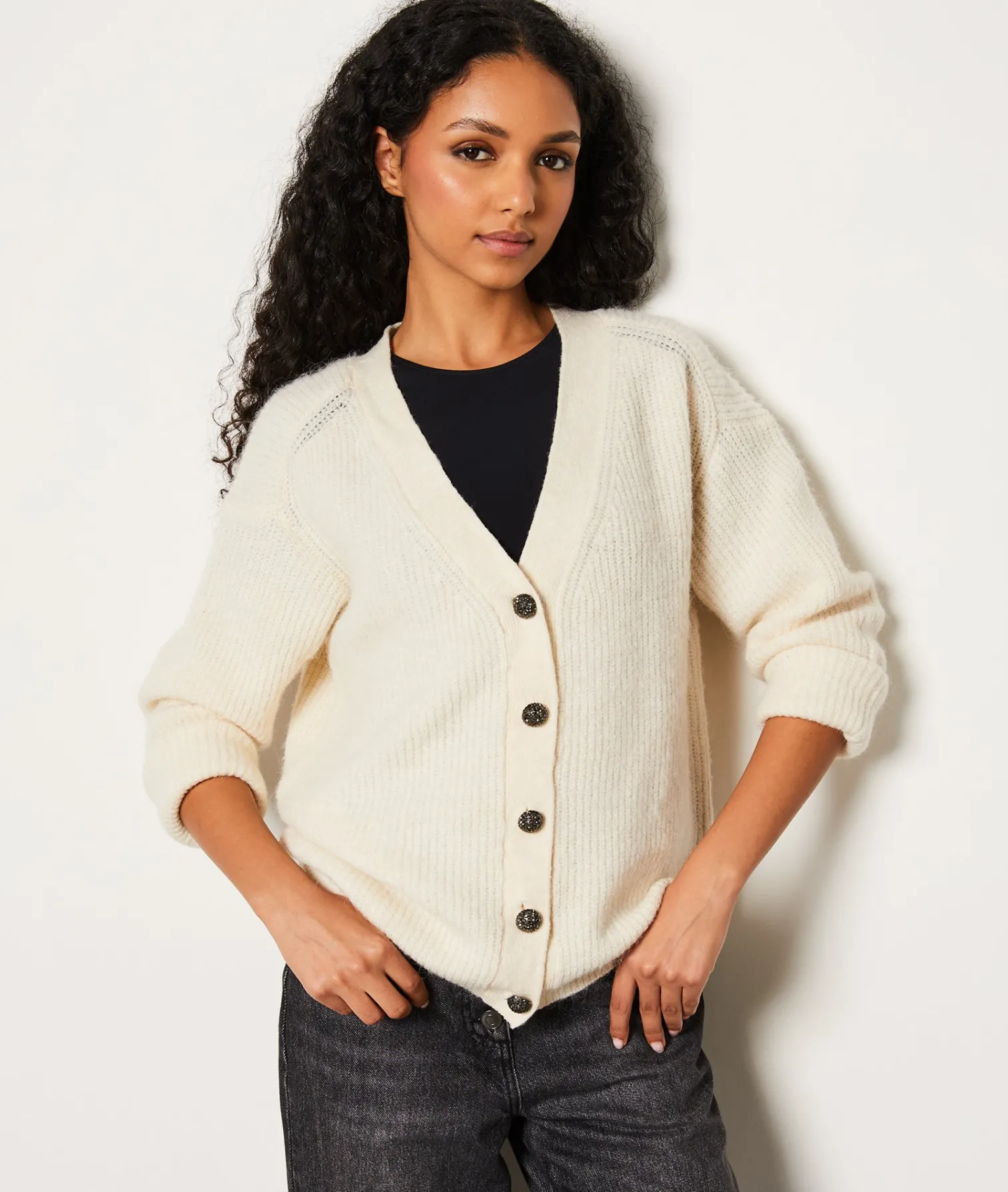 Etam Gilet boutonné ECRU Clearance