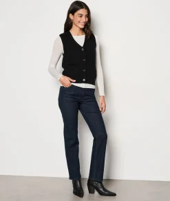 Etam Gilet boutonné sans manches avec laine NOIR Fashion