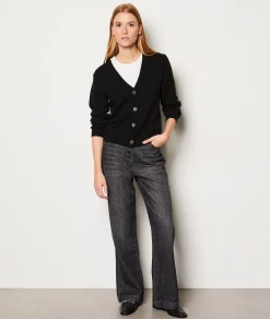 Etam Gilet col V cachemire à paillettes NOIR Best