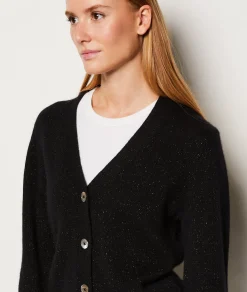 Etam Gilet col V cachemire à paillettes NOIR Best