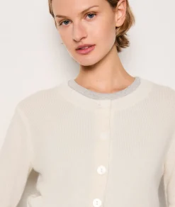 Etam Gilet court boutonné ECRU Flash Sale