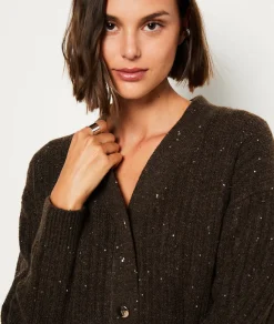 Etam Gilet détails pailleté TAUPE New