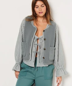 Etam Gilet sans manches boutonné VERT Discount