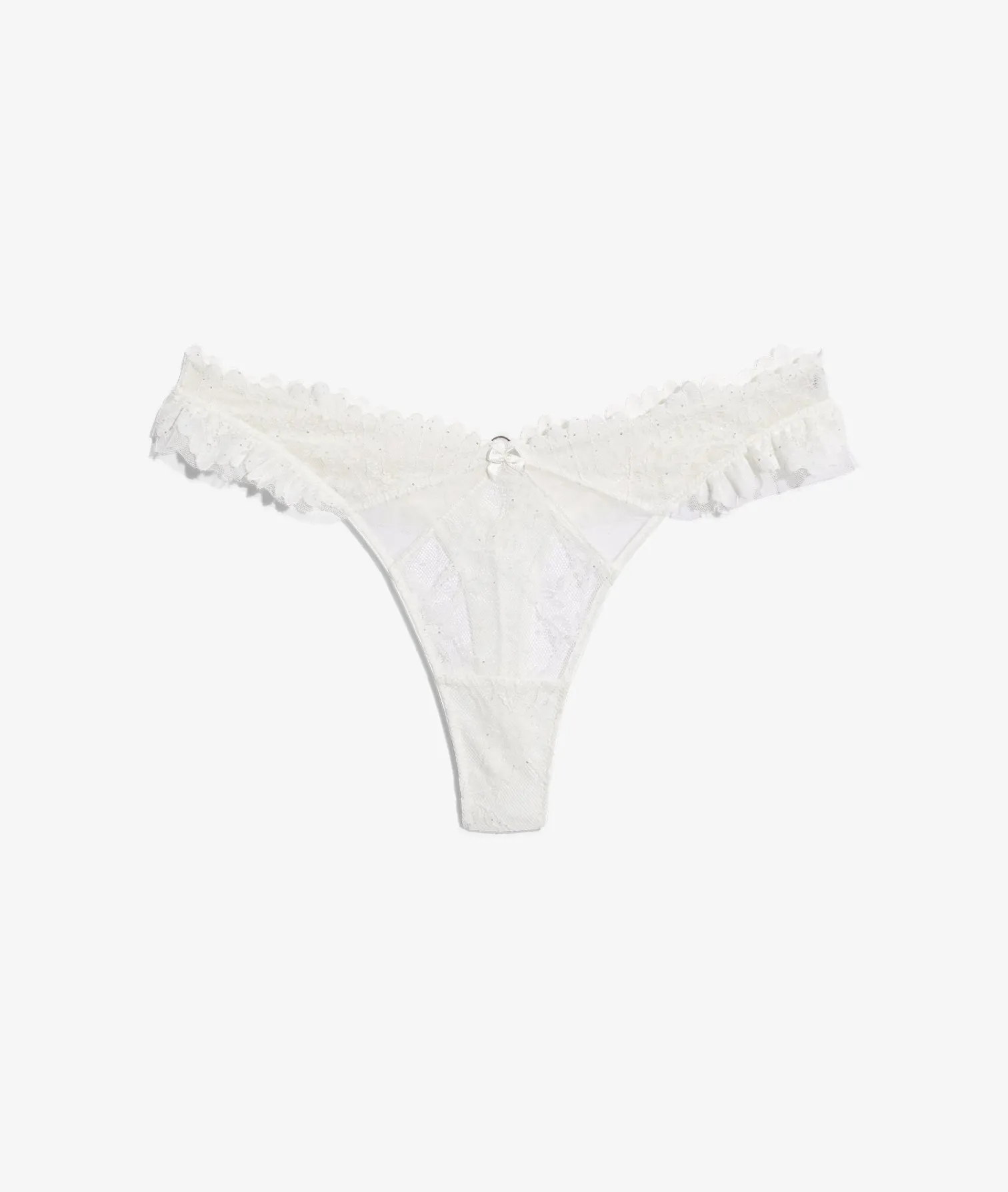Etam Glitter Lace Thong ECRU New