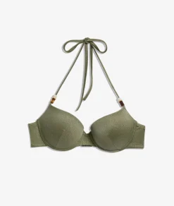 Etam Glittery Push-up Bikini Top KHAKI Flash Sale