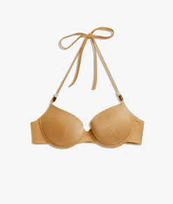 Etam Glittery Push-up Bikini Top Gold Cheap