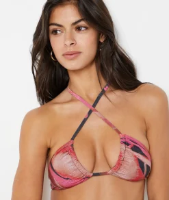 Etam Glittery Triangle Bikini Top to Tie BRICK Online