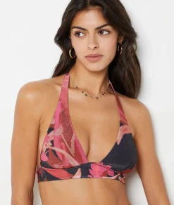 Etam Glittery Triangle Bikini Top to Tie BRICK Clearance