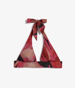 Etam Glittery Triangle Bikini Top to Tie BRICK Clearance