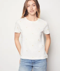 Etam Heart Print 100% Cotton T-shirt Gold Sale