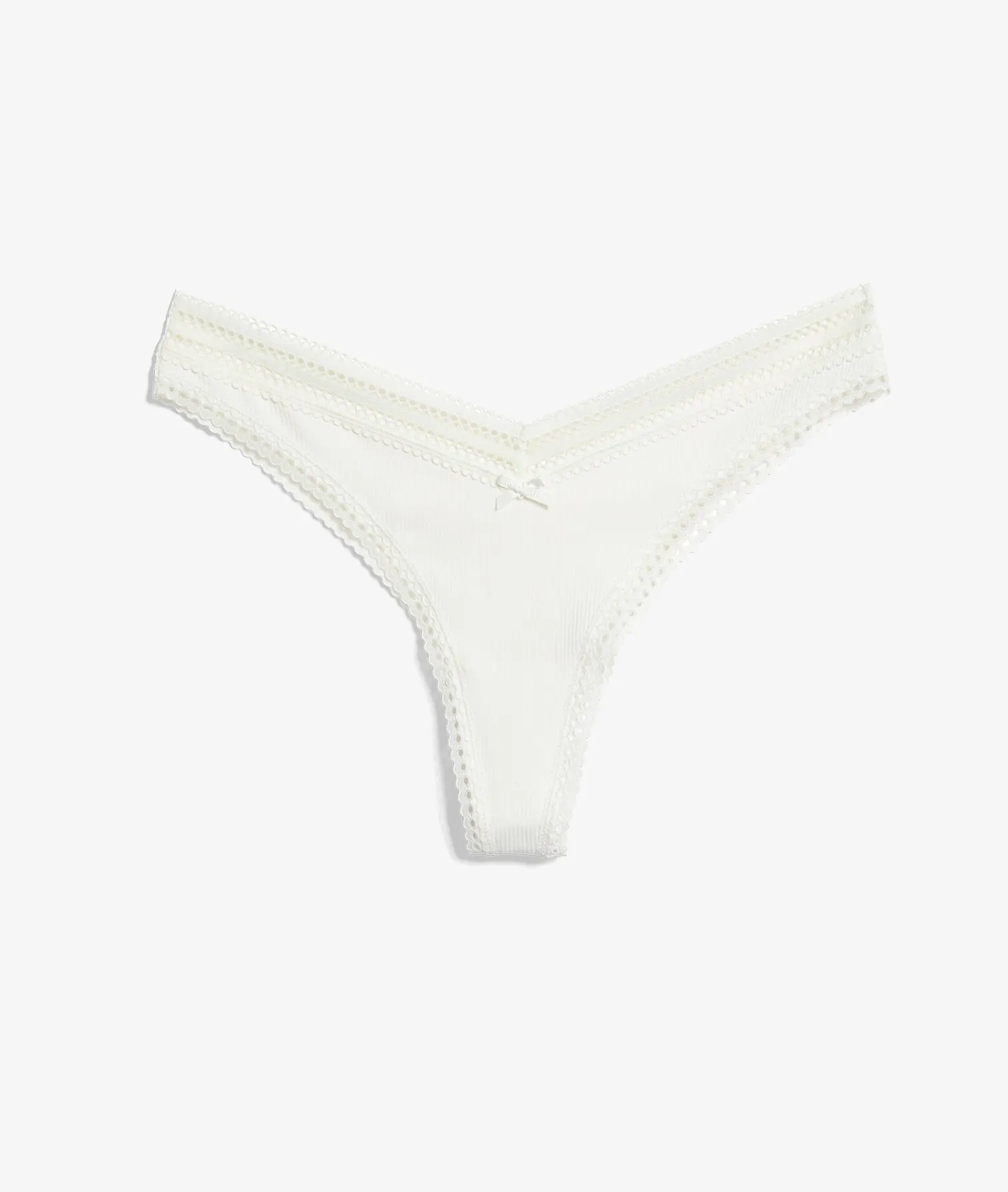 Etam High Cut Thong With Lace Details WHITE Online