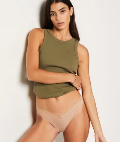 Etam High Cut Thong With Lace Details LINEN Best Sale