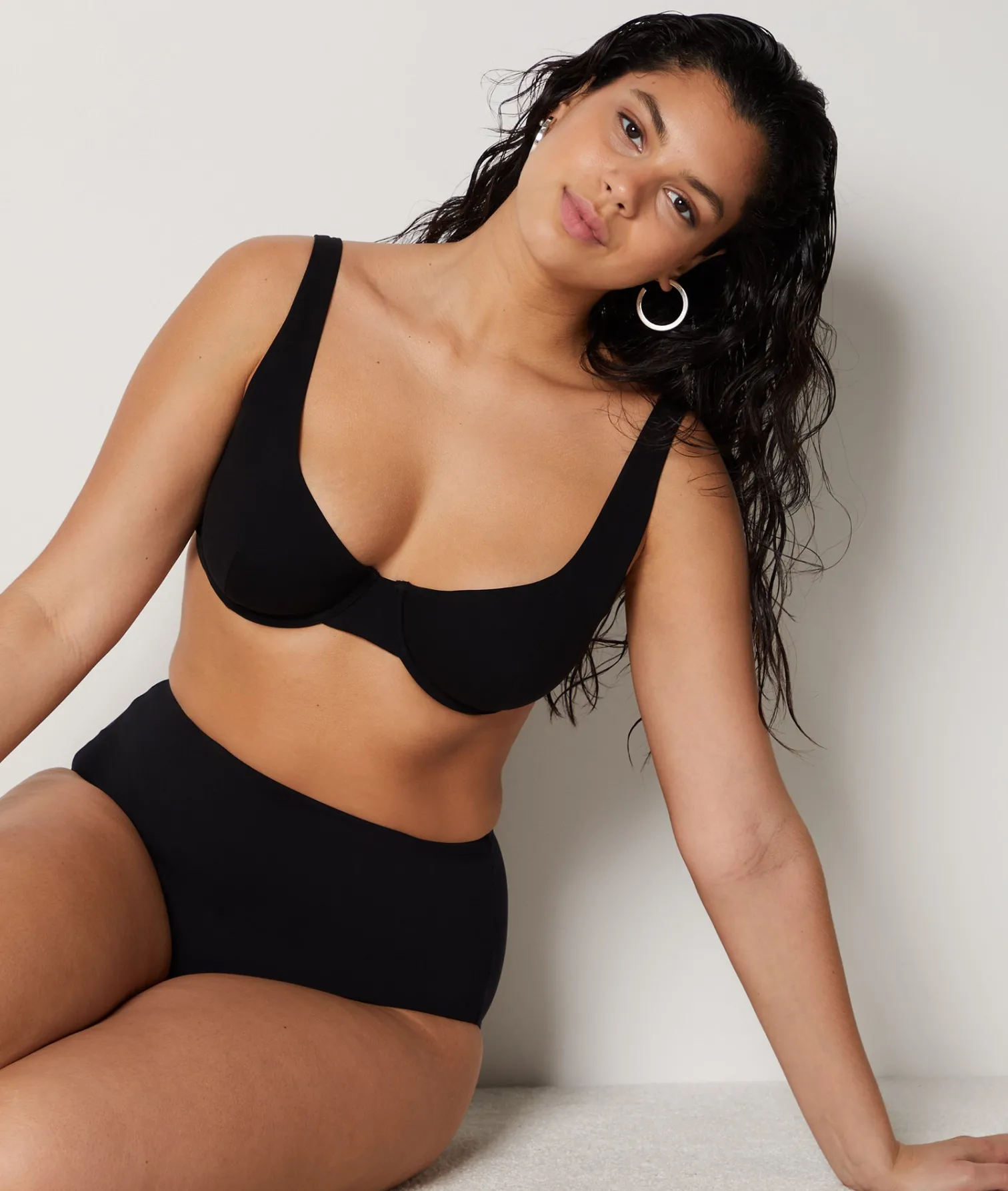 Etam High Waist Bikini Bottom NOIR Outlet