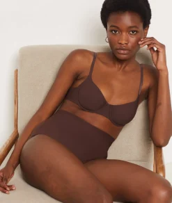 Etam High Waist Bikini Brief - Strong Support CHOCOLATE Cheap