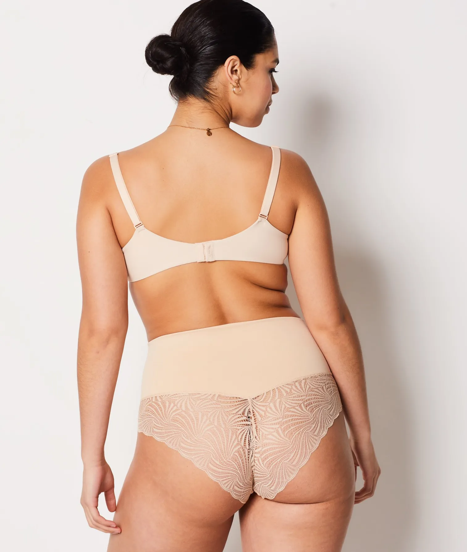 Etam High Waist Bikini With Lace Details- Medium Control NUDE Flash Sale