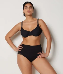 Etam High Waist Bikini With Lace Details- Medium Control BLACK Best