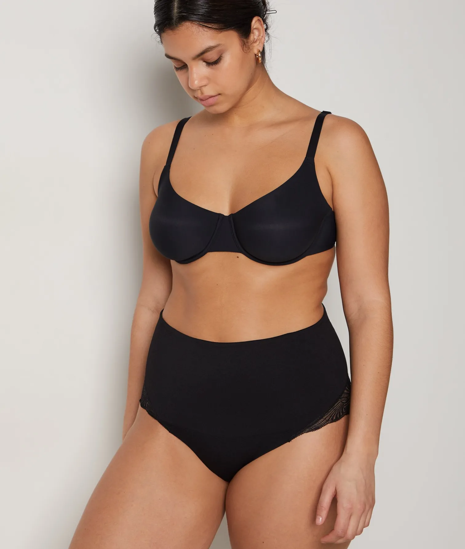 Etam High Waist Bikini With Lace Details- Medium Control BLACK Best