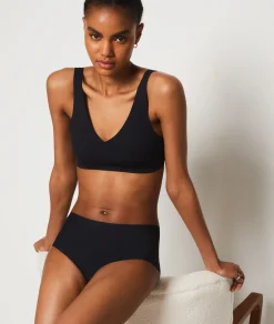 Etam High Waist Microfiber Bikini BLACK Best Sale