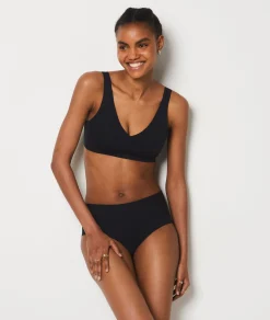 Etam High Waist Microfiber Bikini BLACK Best Sale