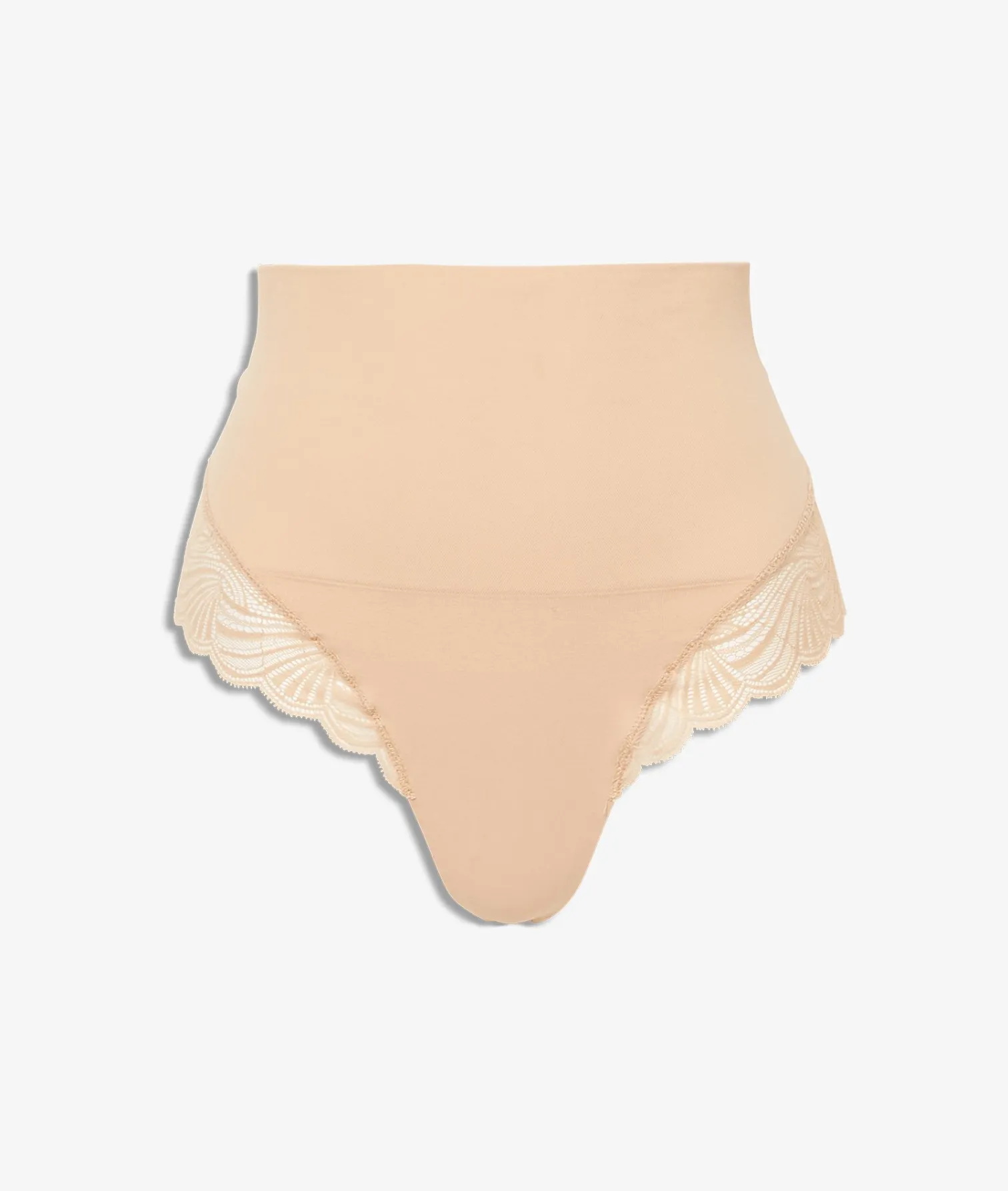 Etam High Waist Thong With Lace Details- Medium Control NUDE New