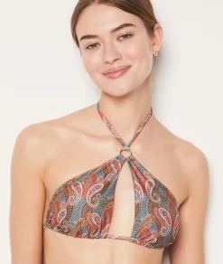 Etam High-neck bikini top with patterned bralette MULTICOLOURED Cheap