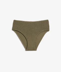 Etam High-Waist Bikini Bottom in Stretch Material KHAKI Cheap