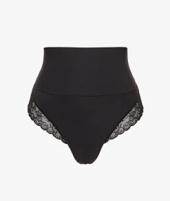 Etam High-Waist Smoothing Thong - Light Support BLACK Discount